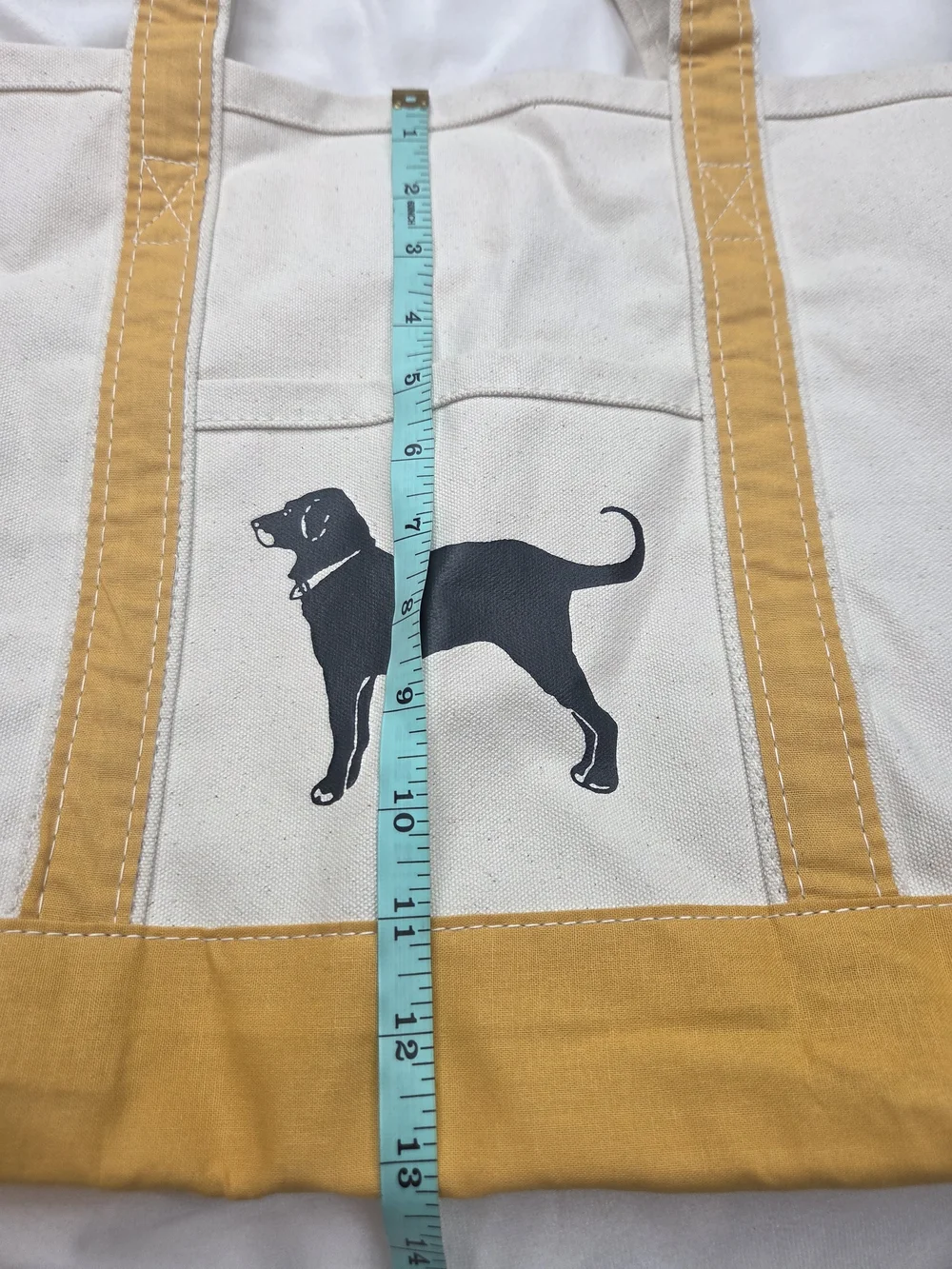 The Black Dog Canvas Tote Bag Natural Mustard Yellow Dog Graphic Beach Shopper